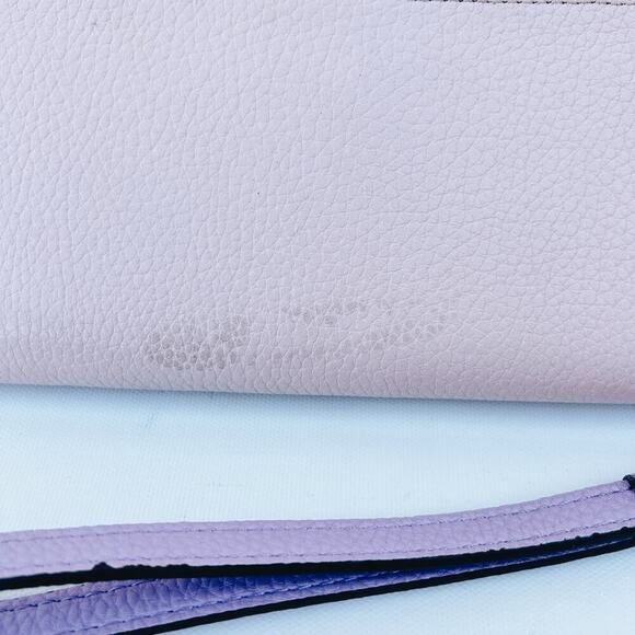 Kate Spade Ella Zip Around Pebbled Leather Logo Wallet Pink Glitter Continental - Picture 8 of 11